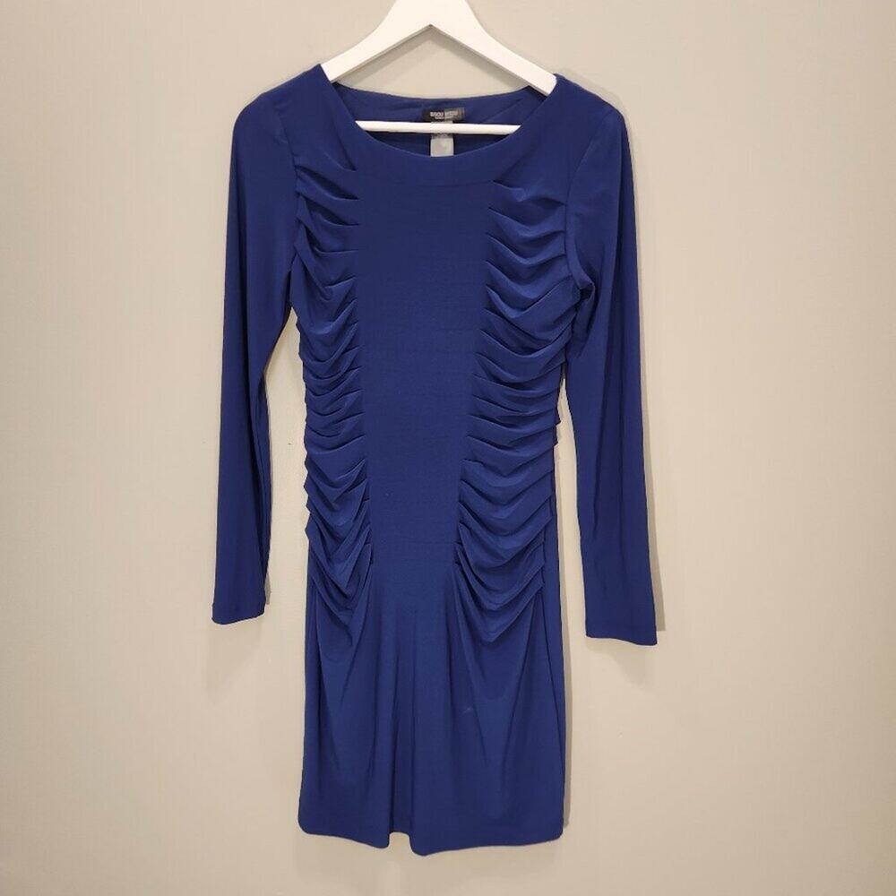 Bisou Bisou Dress Blue Cocktail Wedding Date Night Long Sleeve Bodycon - Size 8